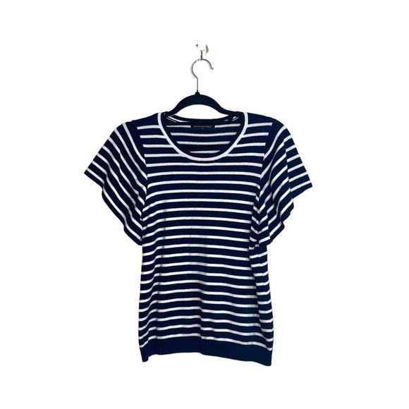 Banana Republic Navy Blue & White Striped Flutter Sleeve Sweater Xsmall Women’s - Picture 1 of 10